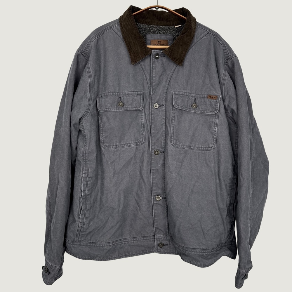 Woolrich Mens Charcoal Grey Sherpa Lined Canvas Barn Jacket HMJ0458S XL
